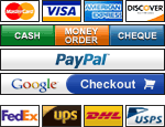 PayPal™ / Google Checkout™ / Amazon Payments™ / Mastercard / Visa / Discover / American Express